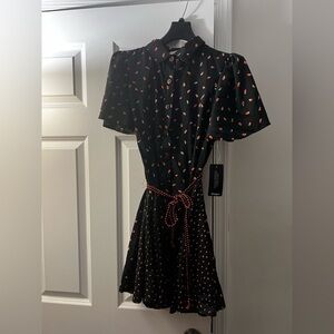 Black with Strawberry Print Dress